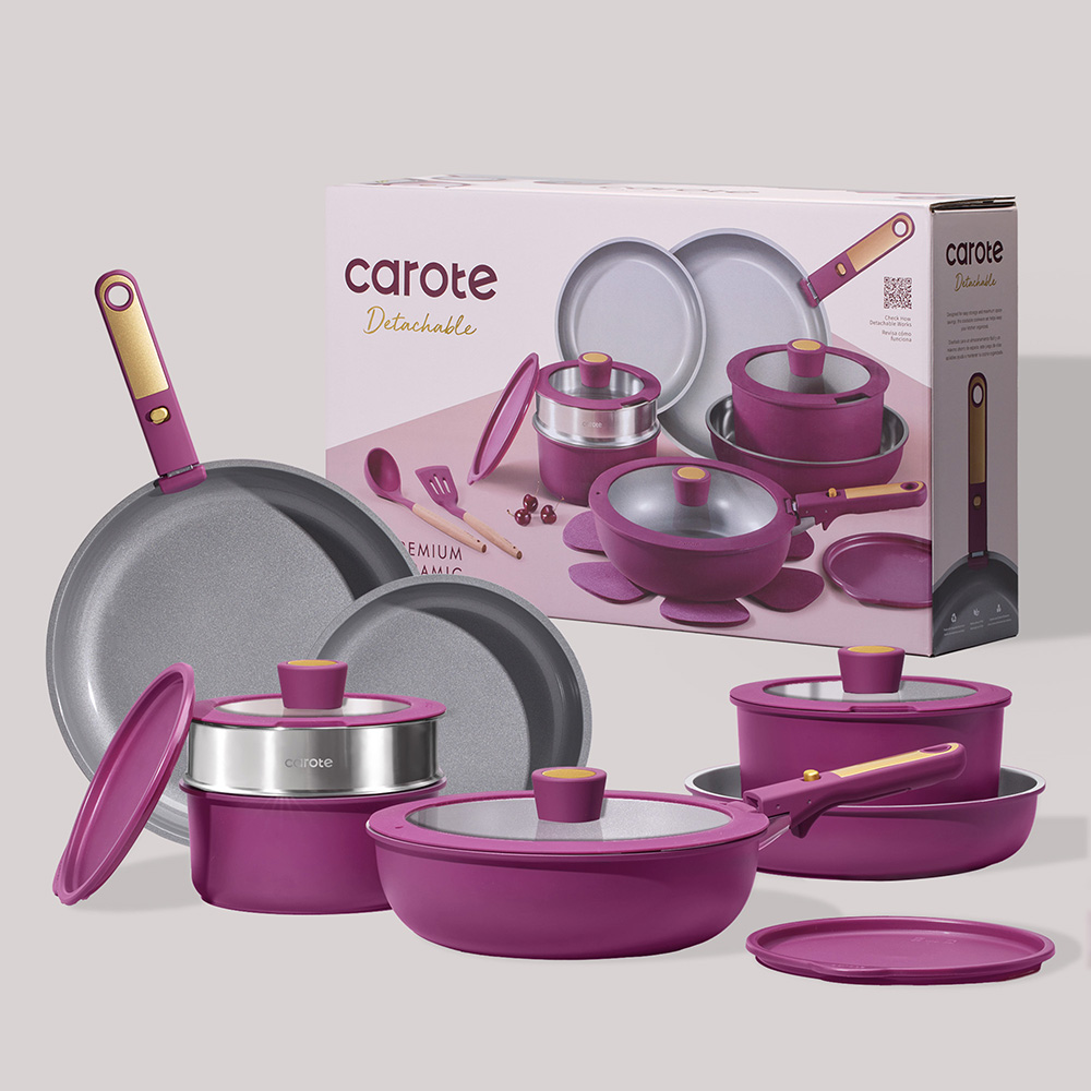 كاروت - طقم أواني طهي سيراميك بمقبض قابل للفصل - عدد 21 