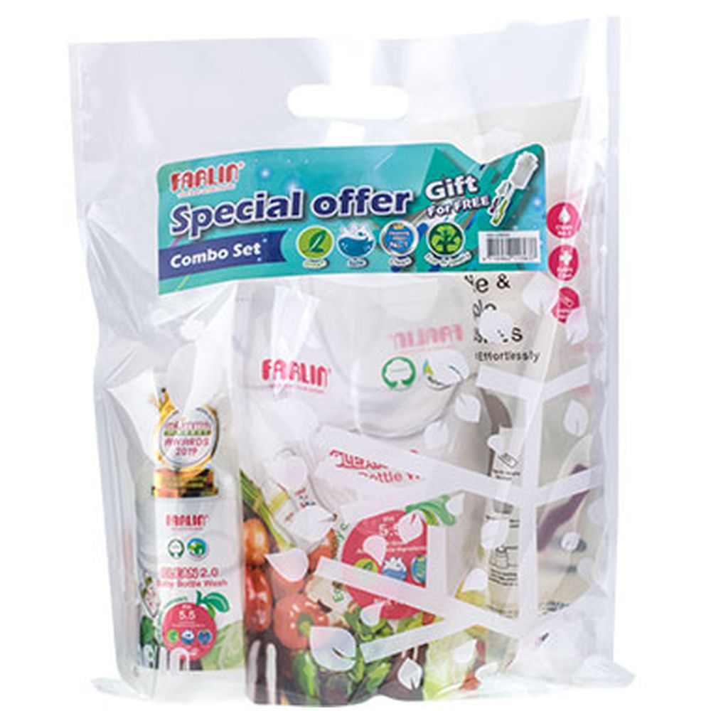 فارلين - سائل تنظيف رضاعات مع عبوة إعادة تعبئة وفرشاة رضاعات