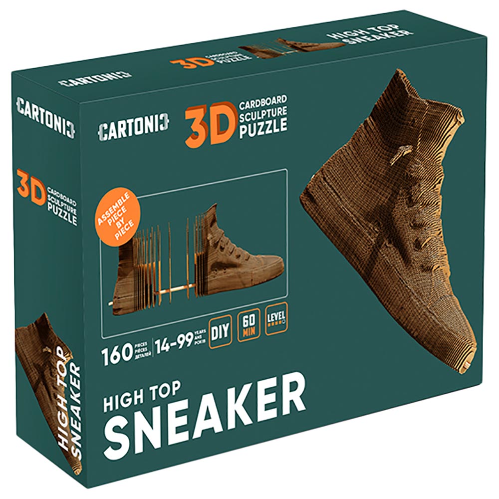 Cartonic - 3D Cardboard Sculpture Puzzle - High Top Sneaker - 160pcs