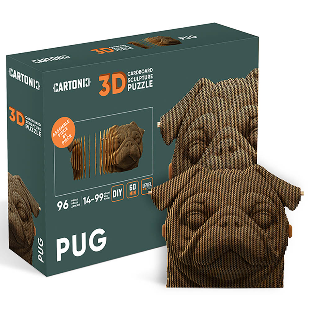 Cartonic - 3D Cardboard Sculpture Puzzle - Pug - 96pcs