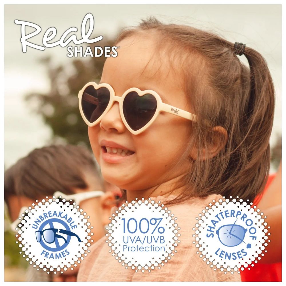 Real Shades - Heart Gold Mirror Lens Sunglasses - Matte Almond