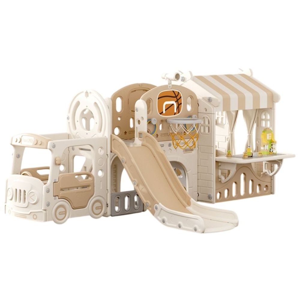 Little Angel Kids Playhouse With Slide - Coffee