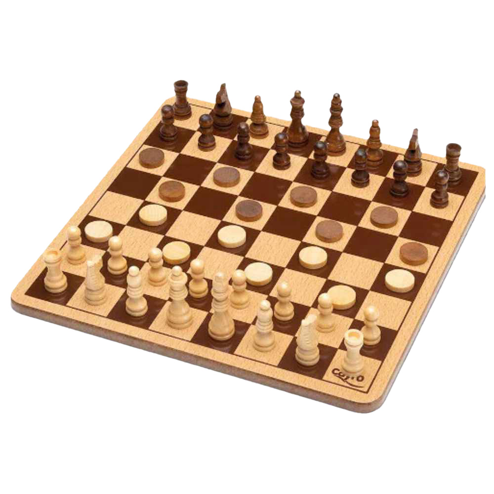 كايرو - لعبة الشطرنج والداما مع صندوق معدنية - 50 قطعة