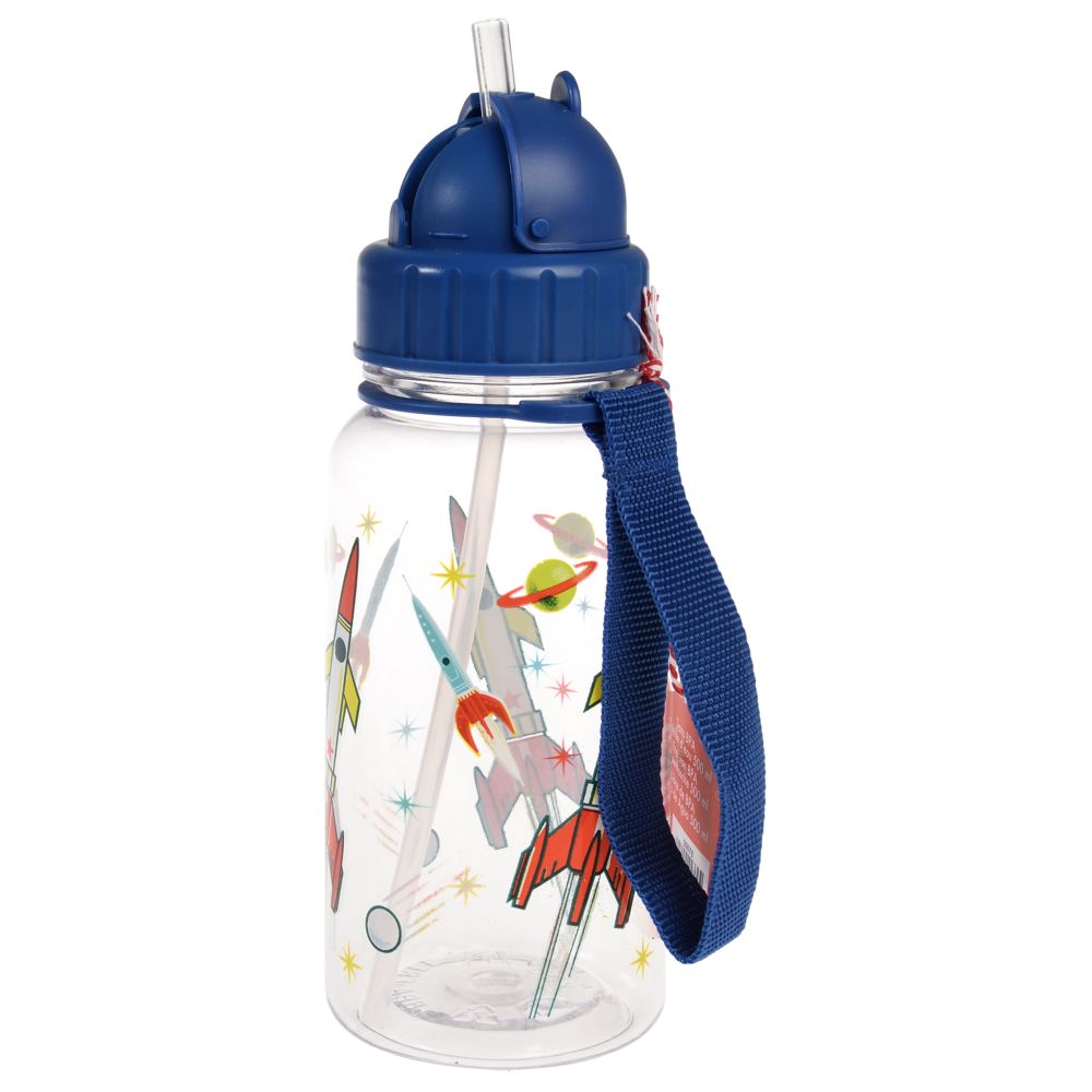 Rex London - Children's Water Bottle With Straw - Space Age - 500ml