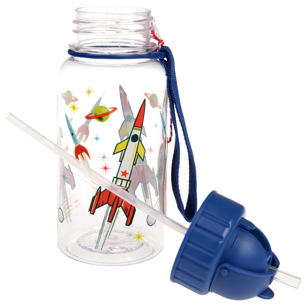Rex London - Children's Water Bottle With Straw - Space Age - 500ml