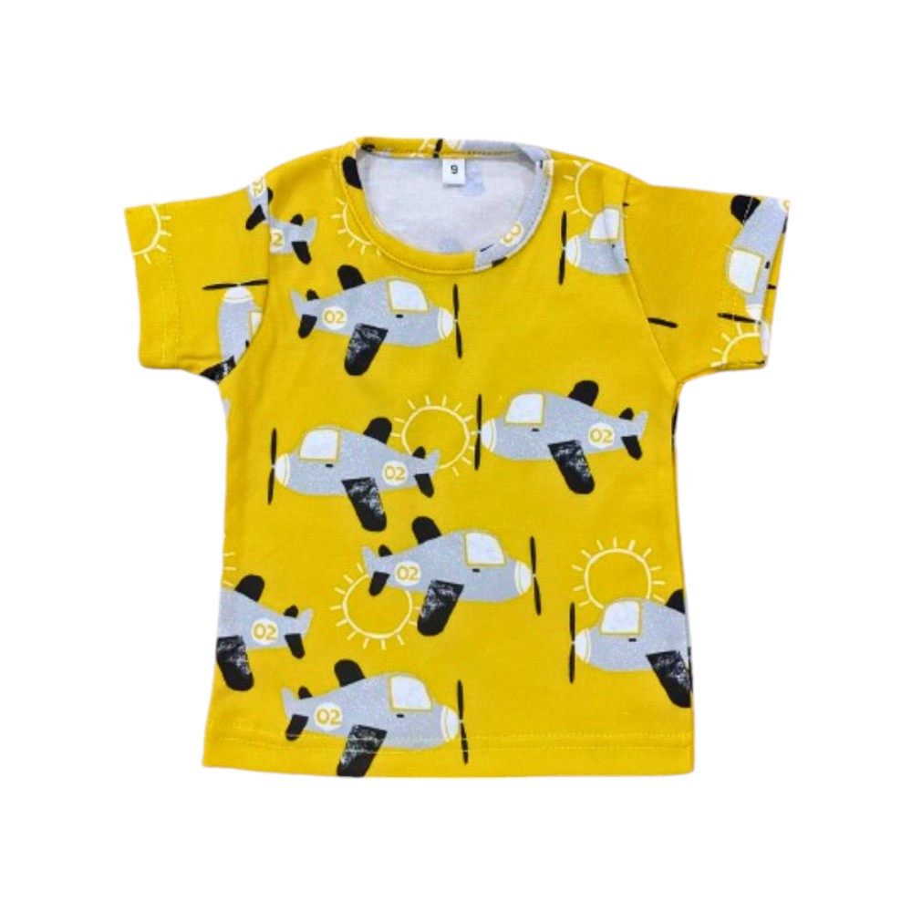 Veronica - Pyjama Set - Airplane Print - Yellow - 2 Pcs