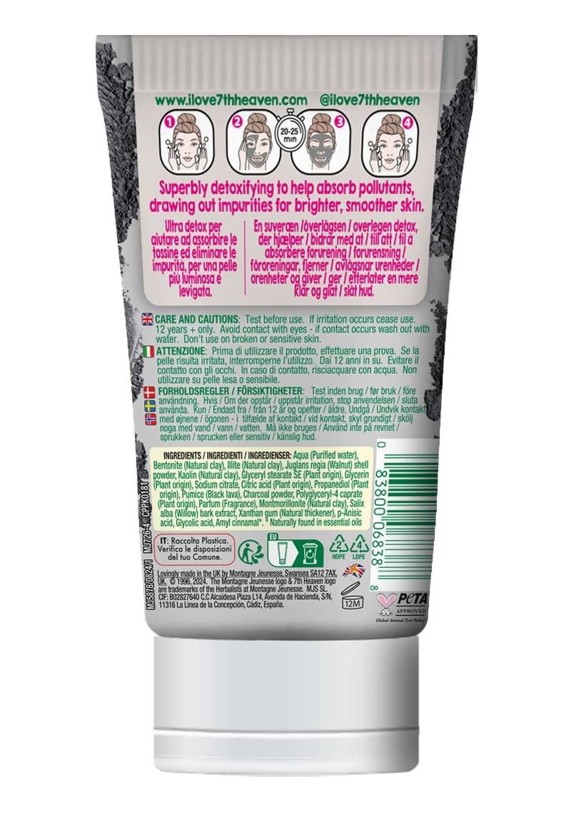 7th Heaven - Charcoal Exfoliating Mud Mask Tube - 50 gm