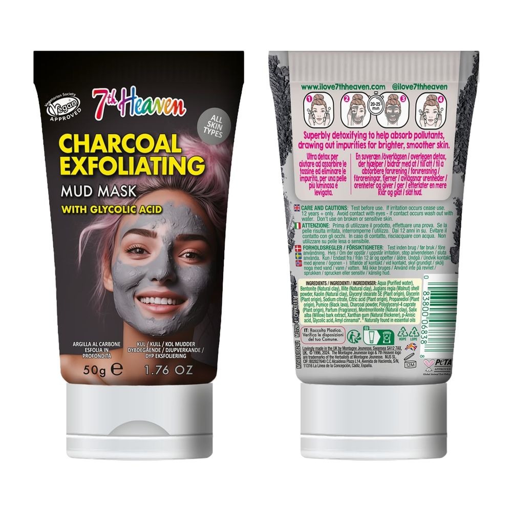 7th Heaven - Charcoal Exfoliating Mud Mask Tube - 50 gm