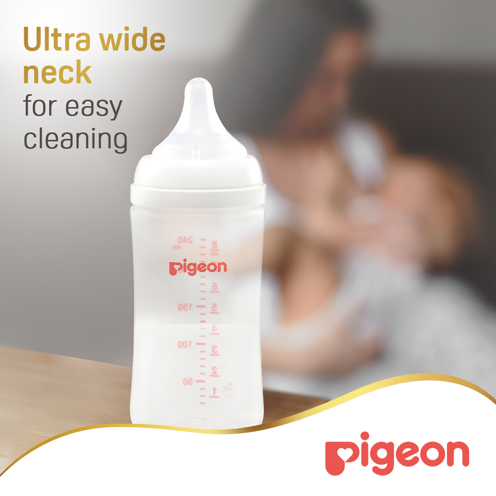 Pigeon Softouch Wide Neck Feeding Bottle - White - 240 ml