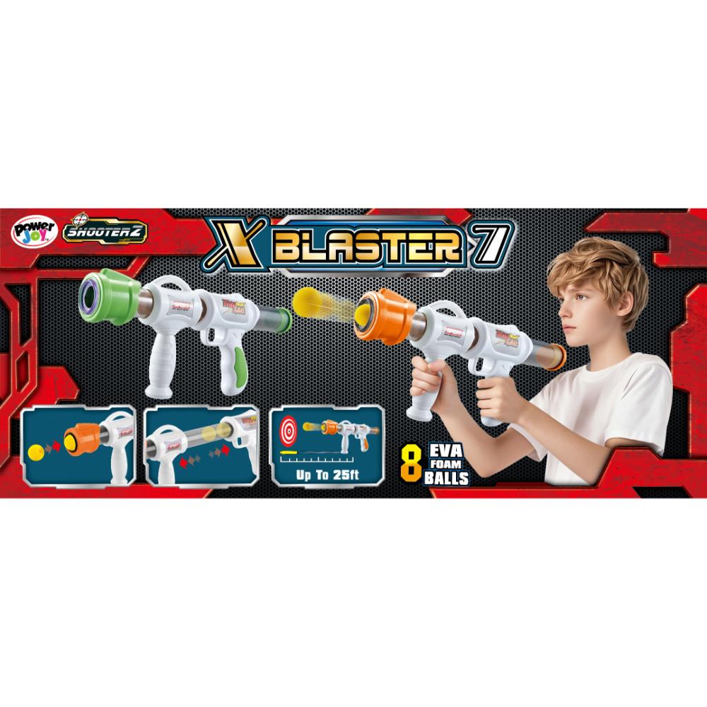Power Joy - X Blaster 7 Toy Gun With 8 Foam Ball Set - Color May Vary - 1 Pc