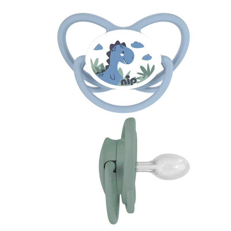 Nip - Butterfly Orthodontic Soother W/ Ring - Blue & Green - Pack of 2