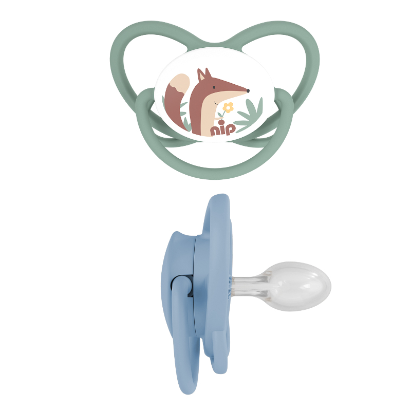 Nip - Butterfly Orthodontic Soother W/ Ring - 16-32M - Blue & Green - Pack of 2