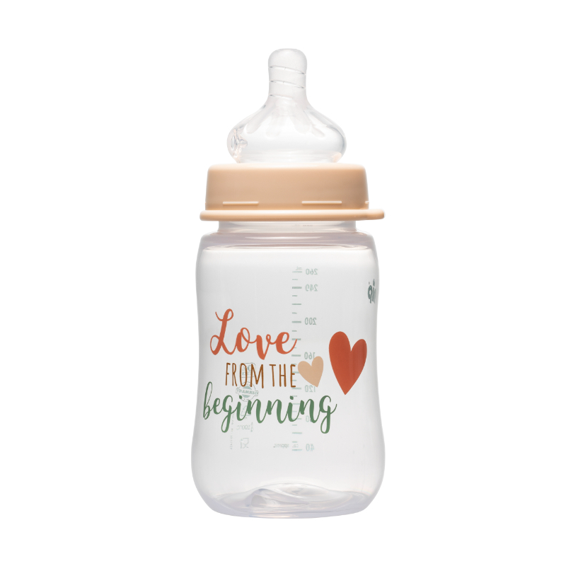 Nip - Love Wide Neck Medium Flow Milk Bottle - Peach - 260 ml