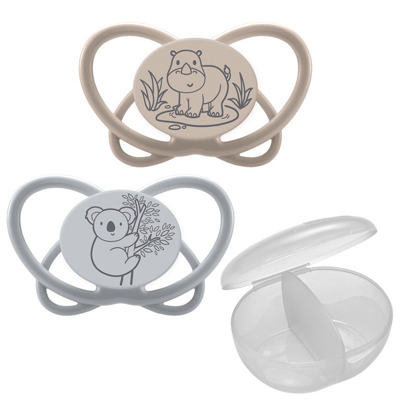 Nip - Natural Eco-friendly Butterfly Orthodontic Soother W/ Sterilizer Case - 0-6m - Pack of 2