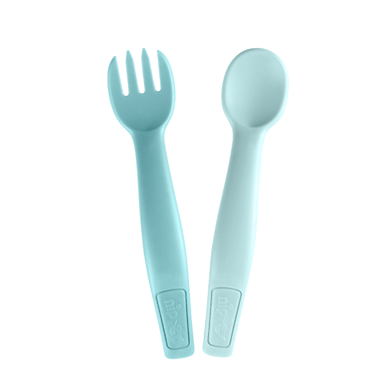 Nip - Bio Based Plastic Cutlery Spoon & Fork Set - Blue