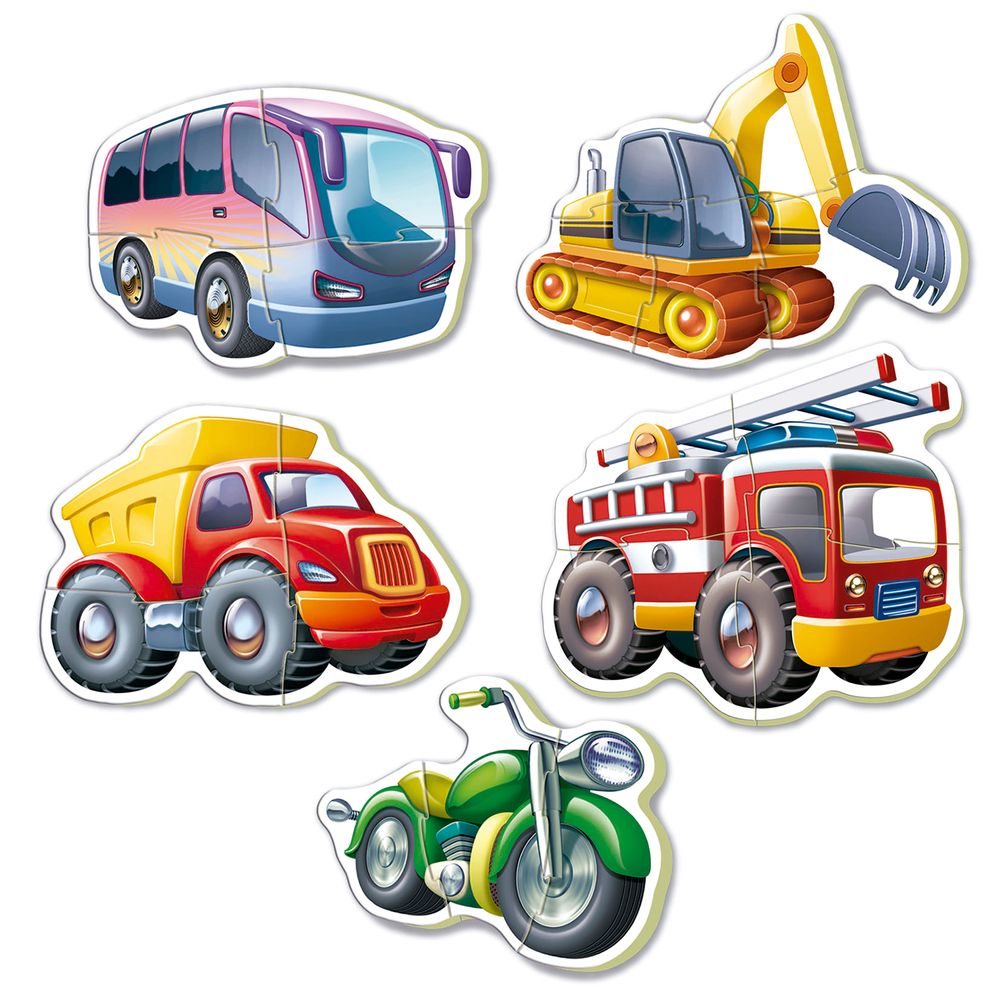 Educa - 5-In-1 Baby Jigsaw Puzzle Set - Vehicles - 19 Pcs