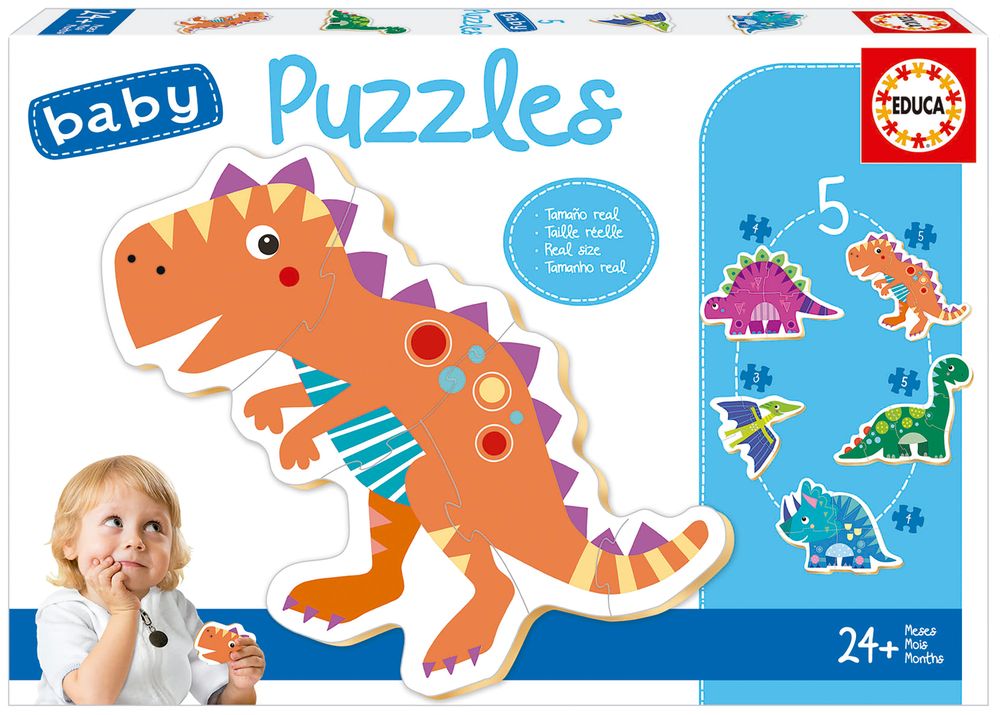 Educa - 5-In-1 Baby Jigsaw Puzzle Set - Dinosaurs - 21 cm