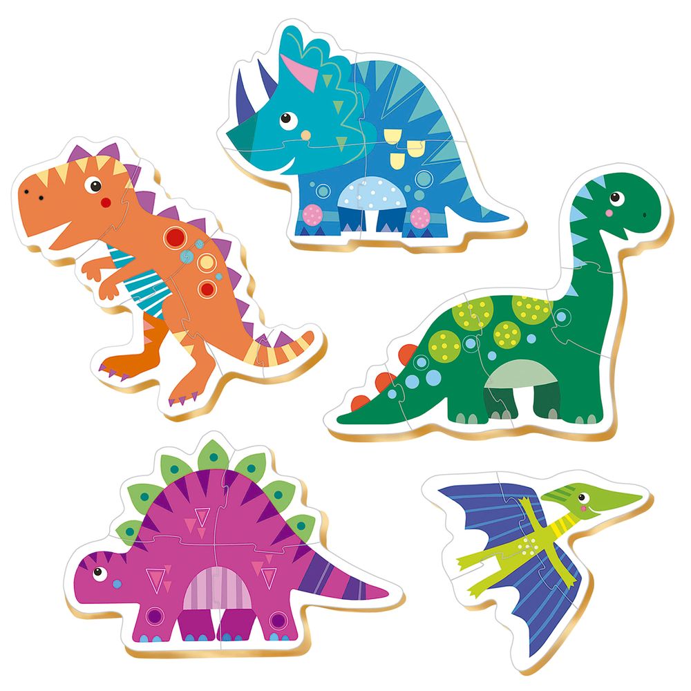 Educa - 5-In-1 Baby Jigsaw Puzzle Set - Dinosaurs - 21 cm