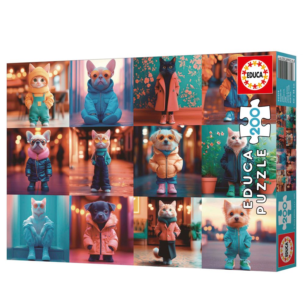 Educa - Jigsaw Puzzle Set - Fashion Animals - 200 Pcs