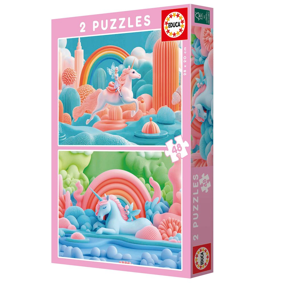 Educa - 2-In-1 Jigsaw Puzzle Set - Magic Unicorns - 96 Pcs