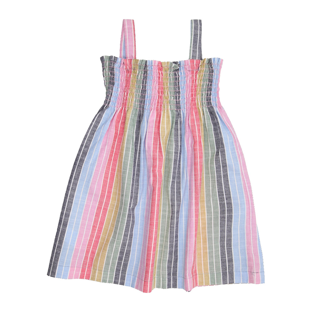 Lilly & Sid - Girl's Rainbow Sun Stripe Print Dress