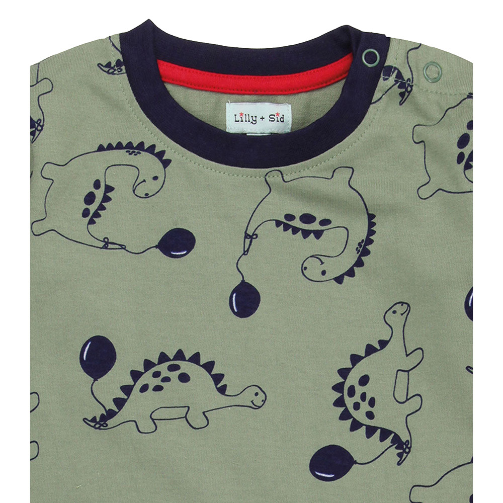 Lilly & Sid - Boy's Dizzy Dinosaur Print Romper - Green
