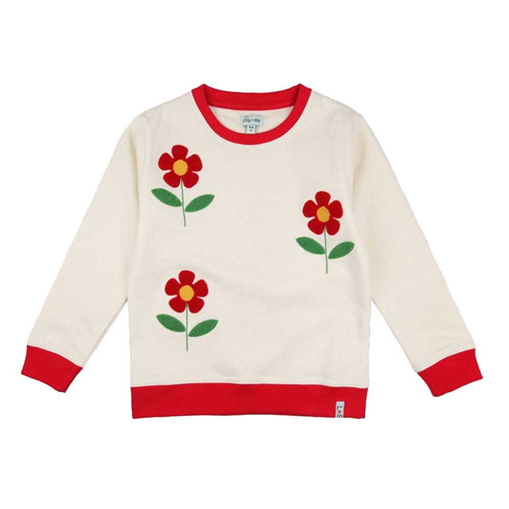 Lilly & Sid - Baby Girl's Flower Embroidered Sweatshirt - White