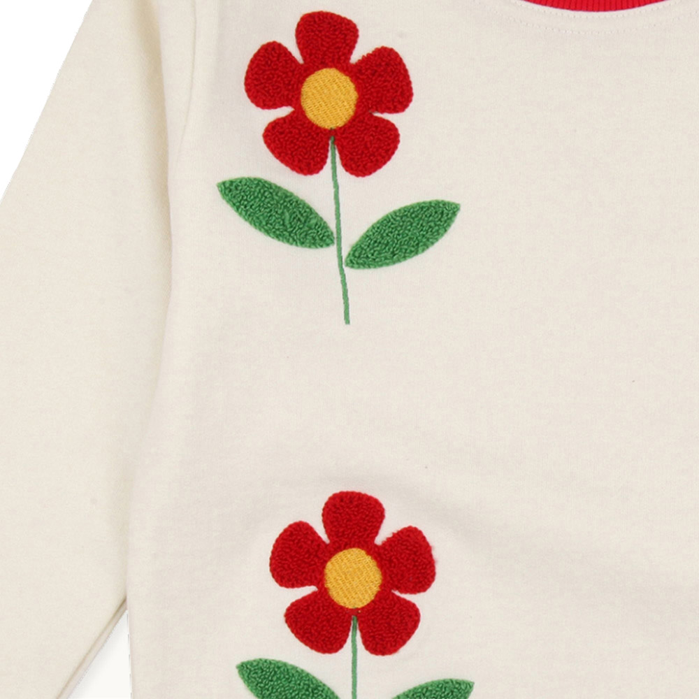 Lilly & Sid - Baby Girl's Flower Embroidered Sweatshirt - White