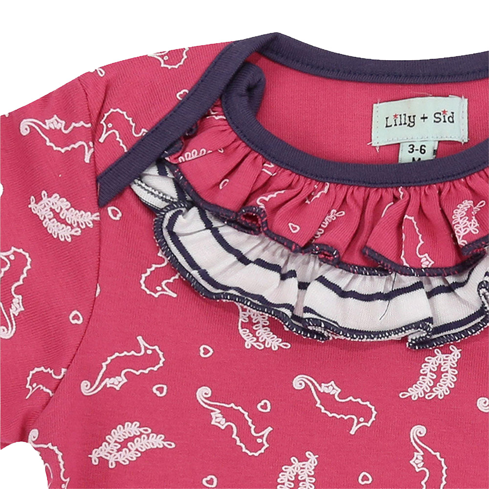 Lilly & Sid - Baby Girl's Seahorse Printed Romper - Pink