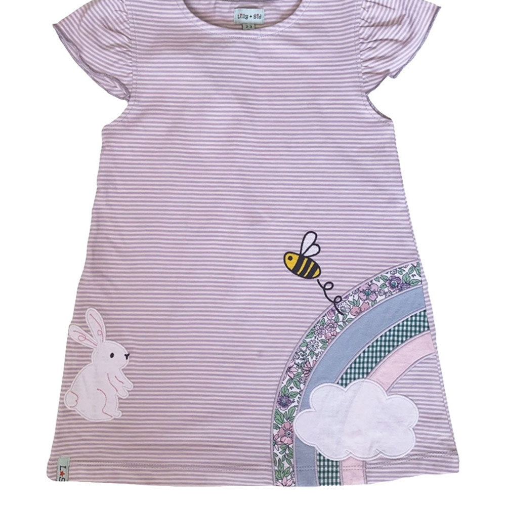 Lilly & Sid - Girl's Bunny & Bees Applique Dress - Pink