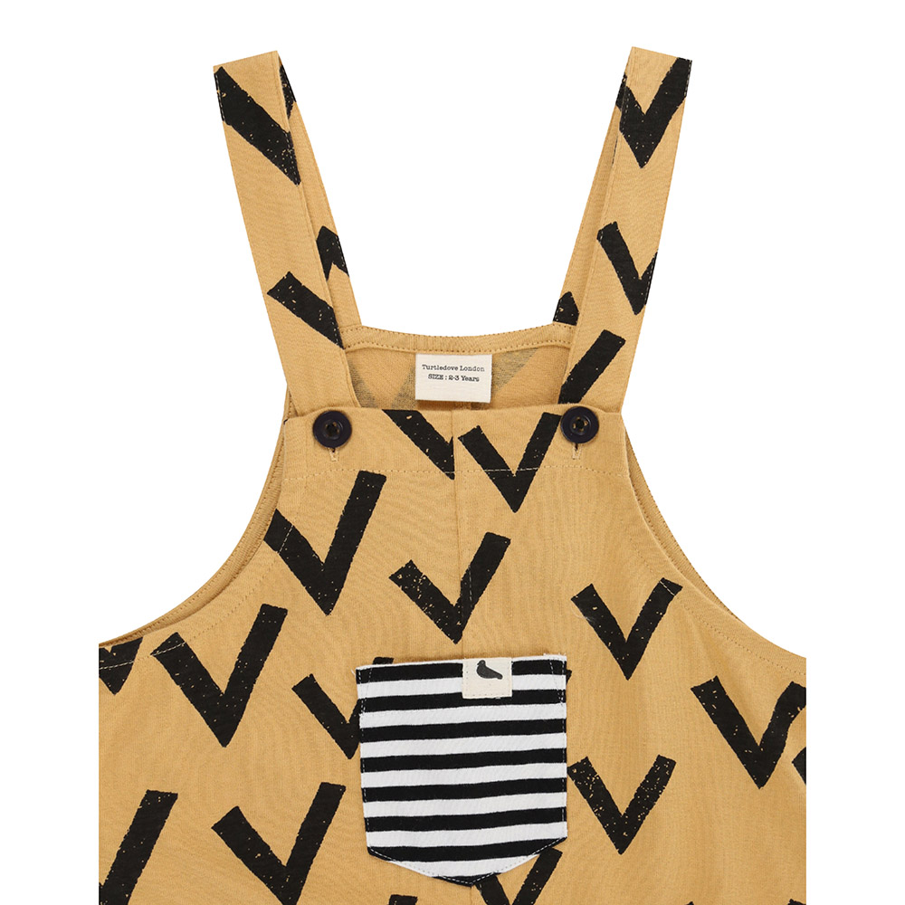Turtledove London - Kids Bird Printed Dungarees - Yellow