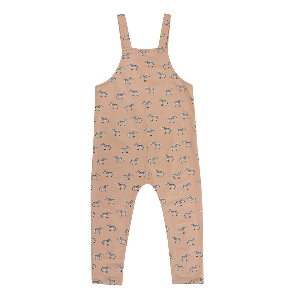 Turtledove London - Kids Zebra Printed Dungarees - Beige