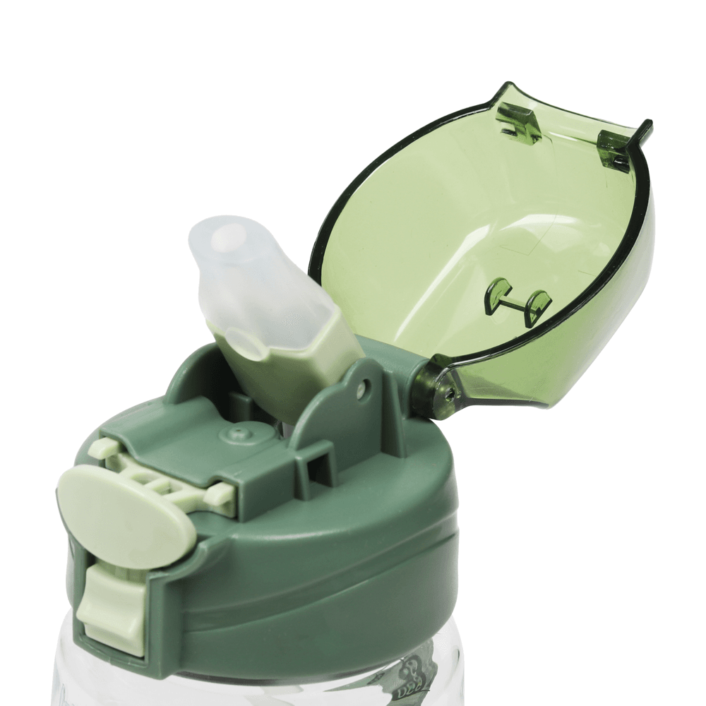 Little Angel - Kids Water Bottle 550ml with Straw Flip Lid Plastic Sipper -Green