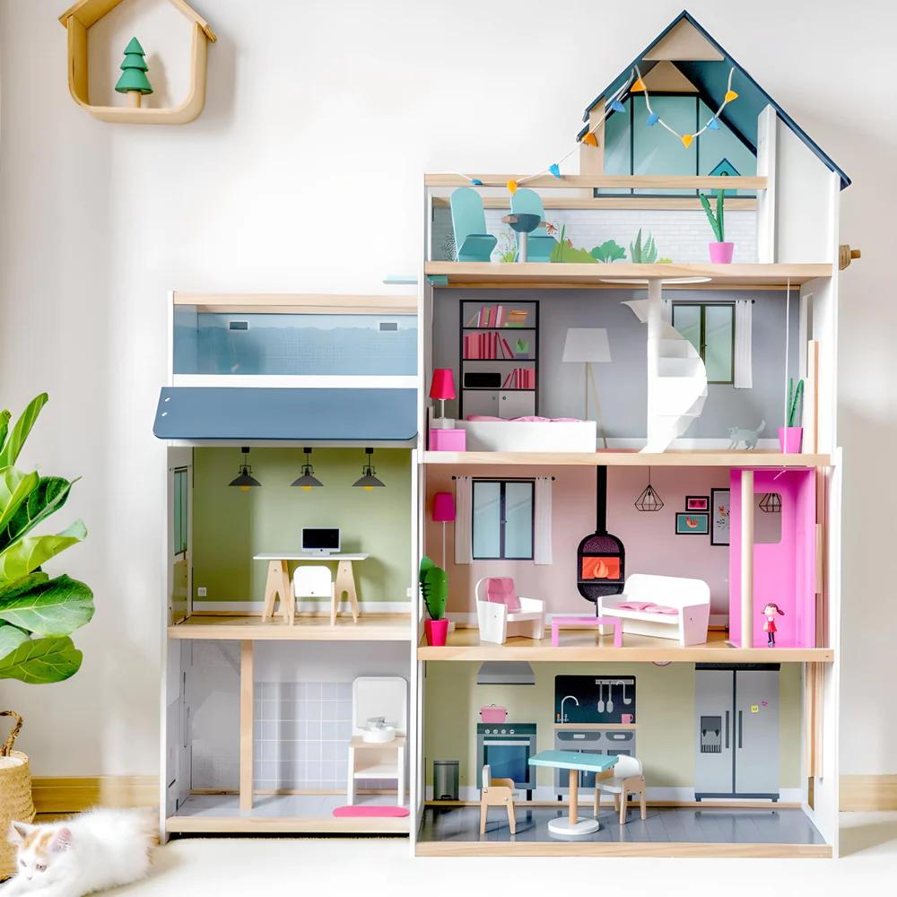 Little Angel Kids Wooden Doll House Playset