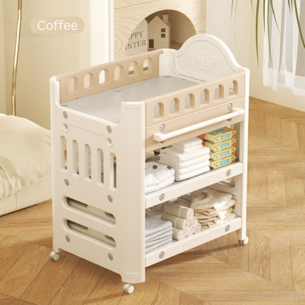 Little Angel Baby Diaper Changing Table With Wheels & Storage Drawers