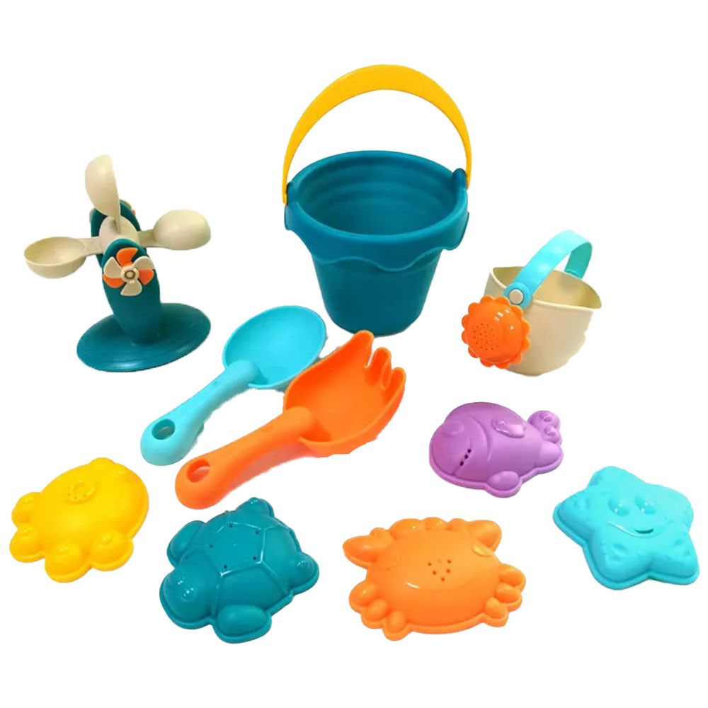 هوانغر - مجموعة ألعاب رمل الشاطئ للأطفال مع دلو ومجرفة وقوالب