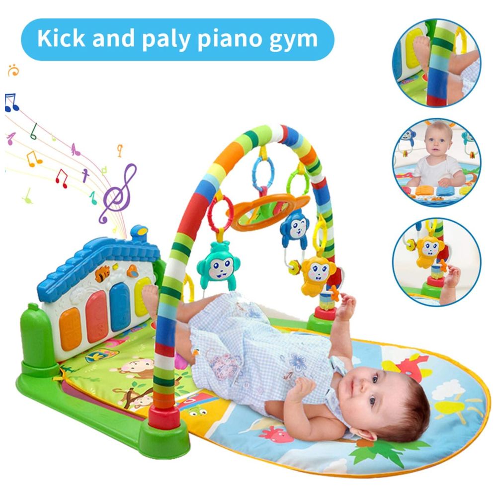 Huanger - Baby Play Gym Piano Mat Activity With Toy -Green