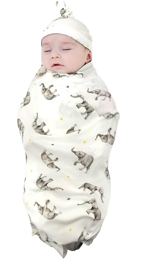 Miracle Baby - Baby Swaddle Wrap for Newborn 100% Cotton Sleep Sack - Elephant
