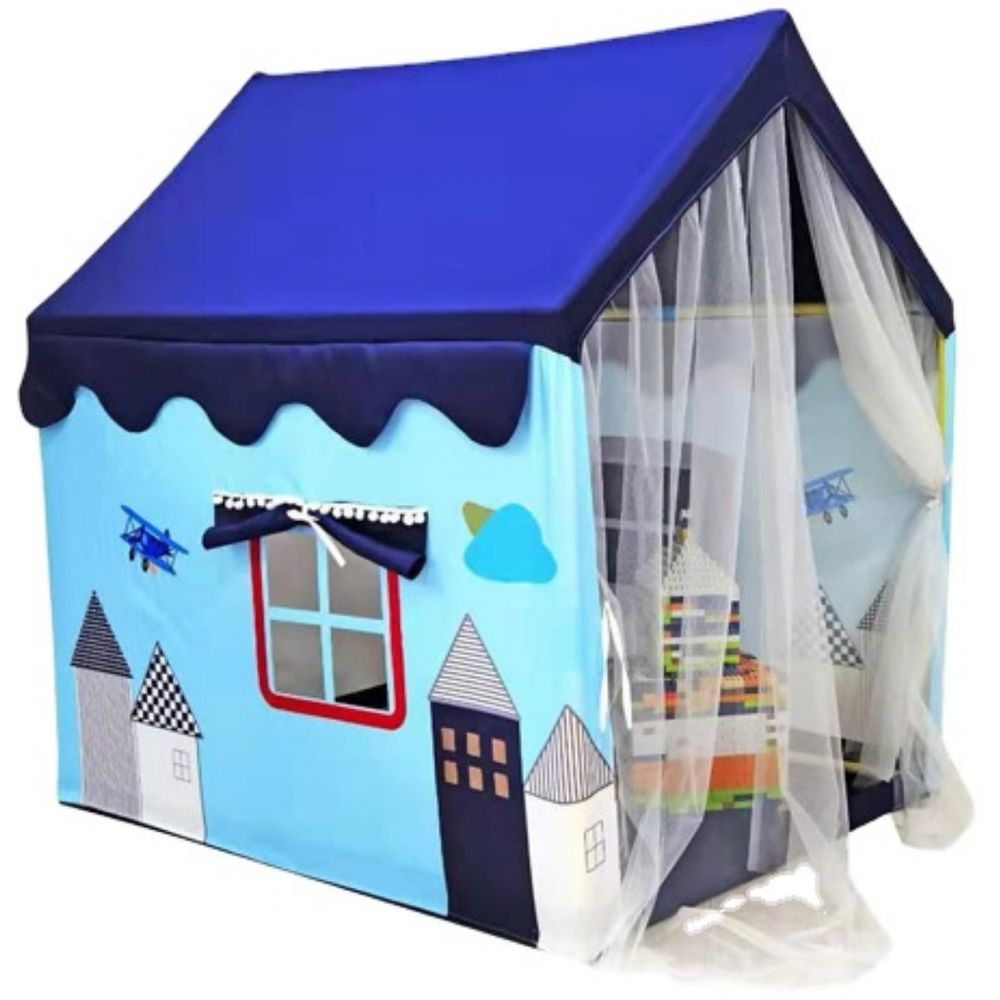 ليتل أنجل - خيمة لعب للأطفال مع ستائر - أزرق