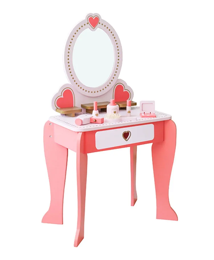 Little Angel Kids Wooden Vanity Dressing Table Princess Playset Pink
