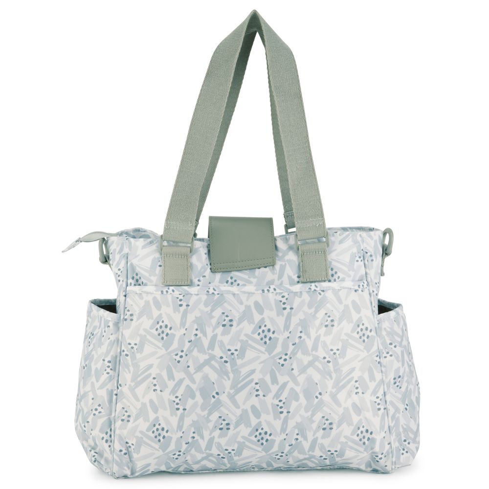 White&Grey - Baby Diaper Bag With Changing Mat - Stroke Pattern Grey
