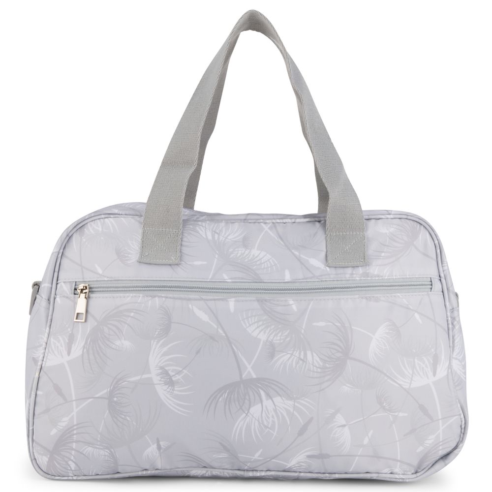 White&Grey - Baby Diaper Bag With Changing Mat - Blush Feather Grey