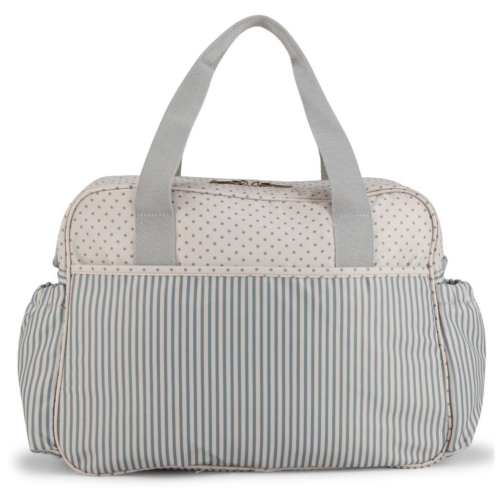White&Grey Baby Diaper Bag With Changing Mat - Stripes & Dots