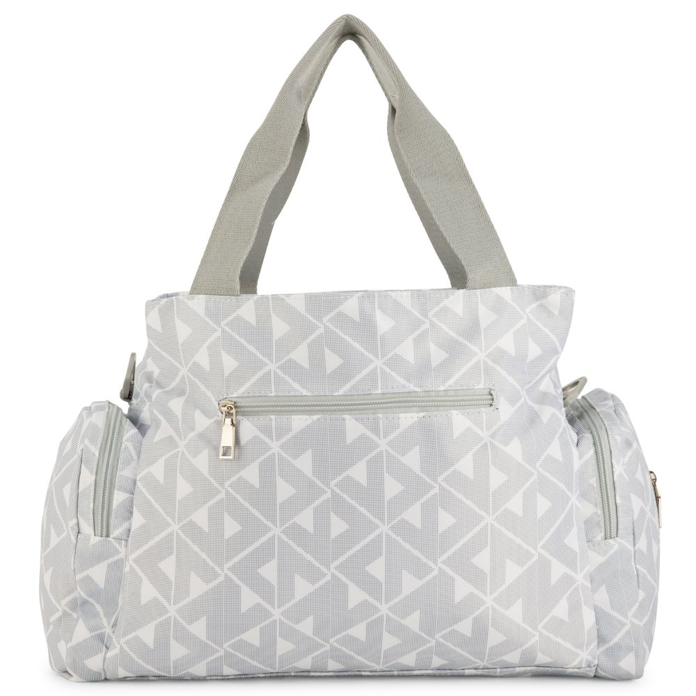 White&Grey - Baby Diaper Bag With Changing Mat - Nordic Triangles