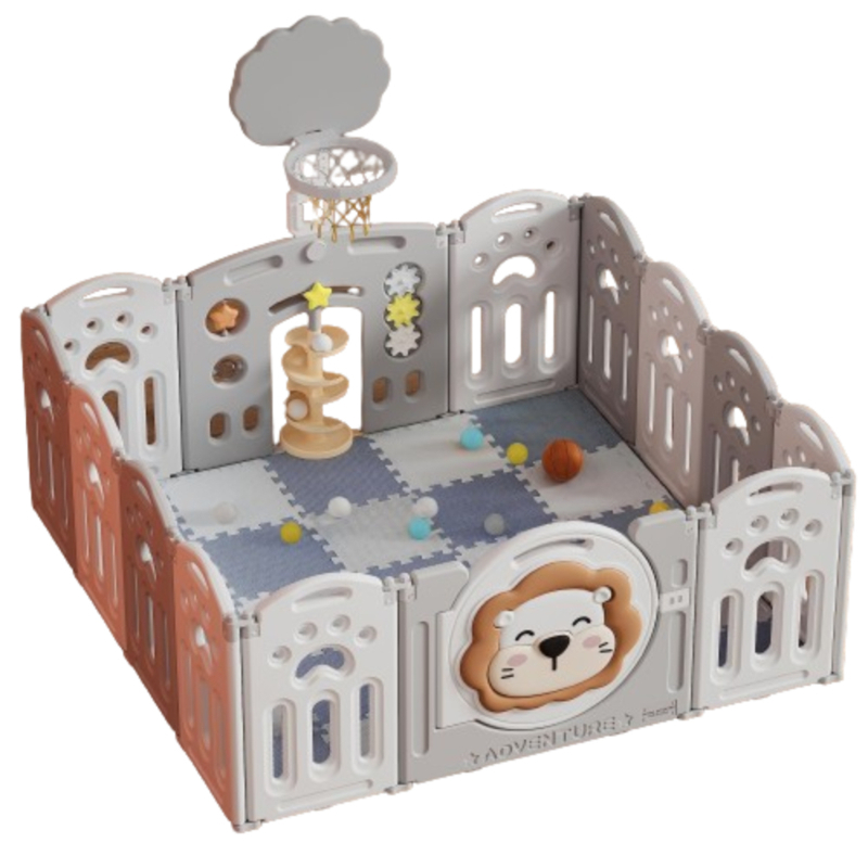 Little Angel Baby Foldable Fence Playpen And Basketball Hoop Set - 16pcs