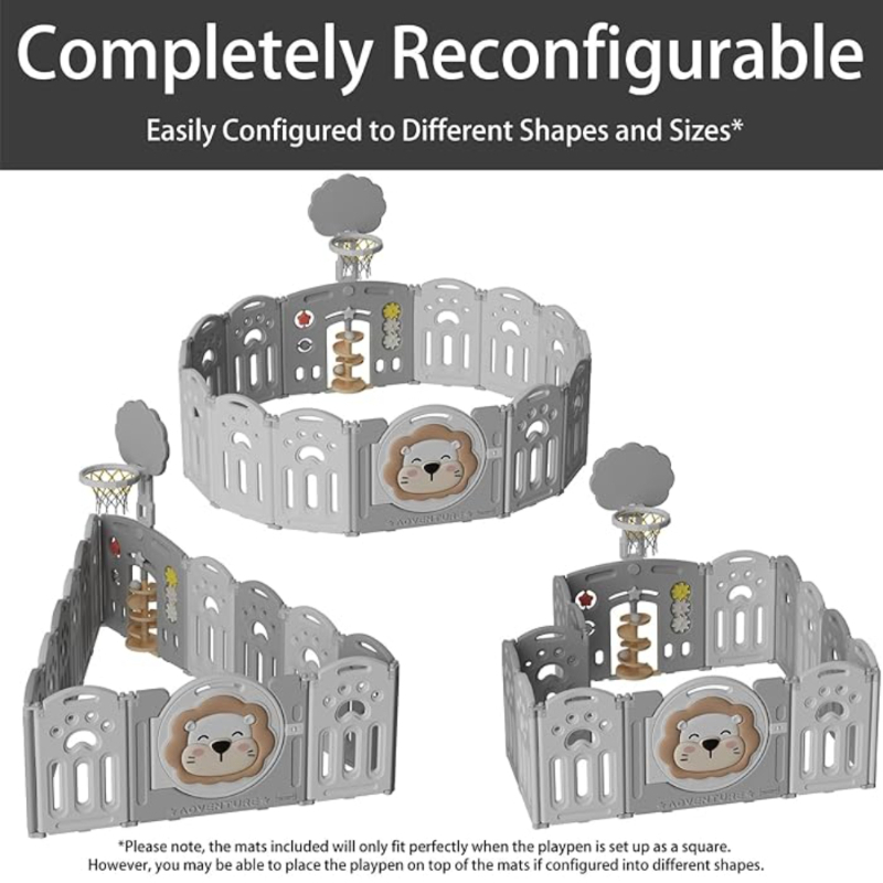 Little Angel Baby Foldable Fence Playpen And Basketball Hoop Set - 16pcs