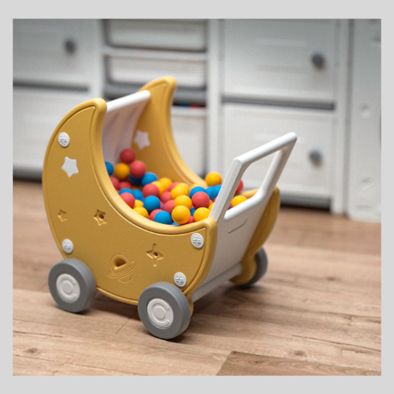 Little Angel Kid Toys Organizer Cabinet With Bins And Cart - White/Yellow