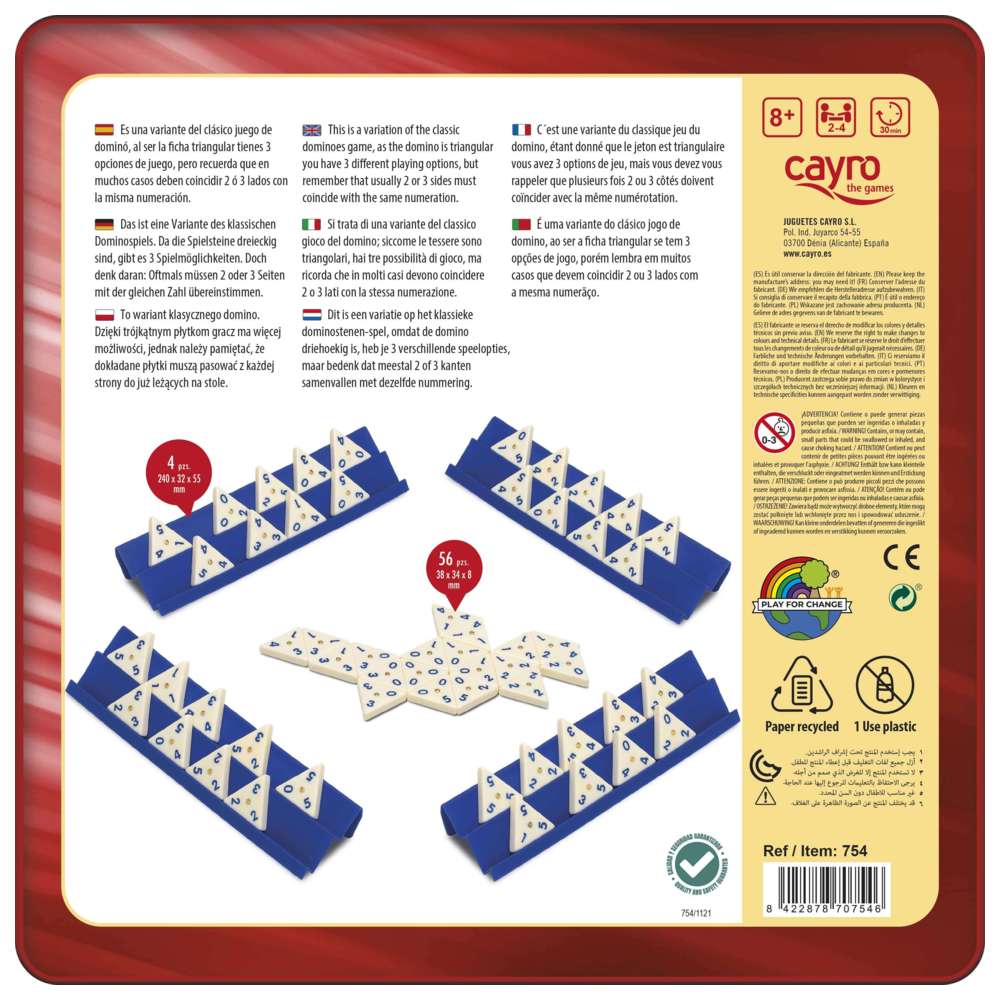 كايرو - لعبة لوحية دومينو ثلاثي الزوايا مع علبة معدنية - عدد 61 