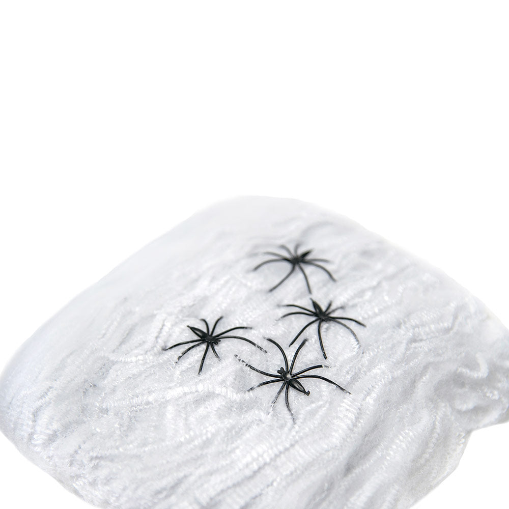 Mad Toys - Halloween Decoration - Creepy Black Spiders With White Spider Web - 8pcs
