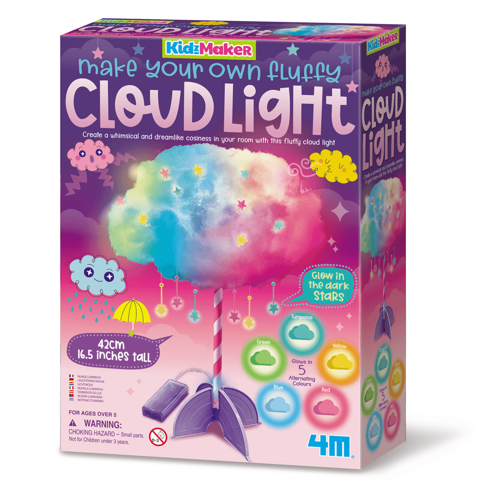 4M - KidzMaker Make Your Own Fluffy Cloud Light Craft Kit - Multicolor